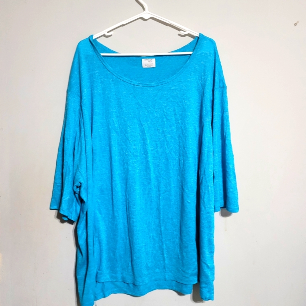 Danskin Plus Top Shirt Size 3X‎ Aqua Blue Athletic Athleisure Stretchy Workout